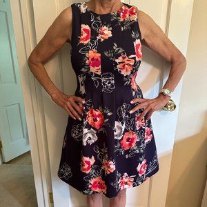 Navy Floral Print Jessica Howard Cocktail Dress 8P